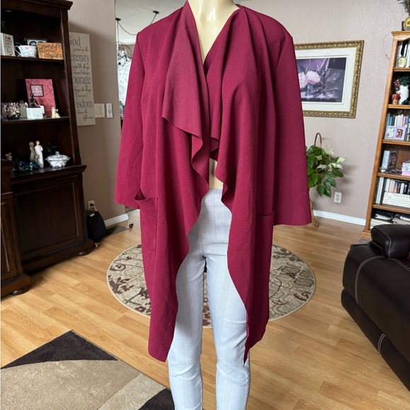 SHEIN red long sleeve cardigan w/pockets-size S - Picture 4 of 9